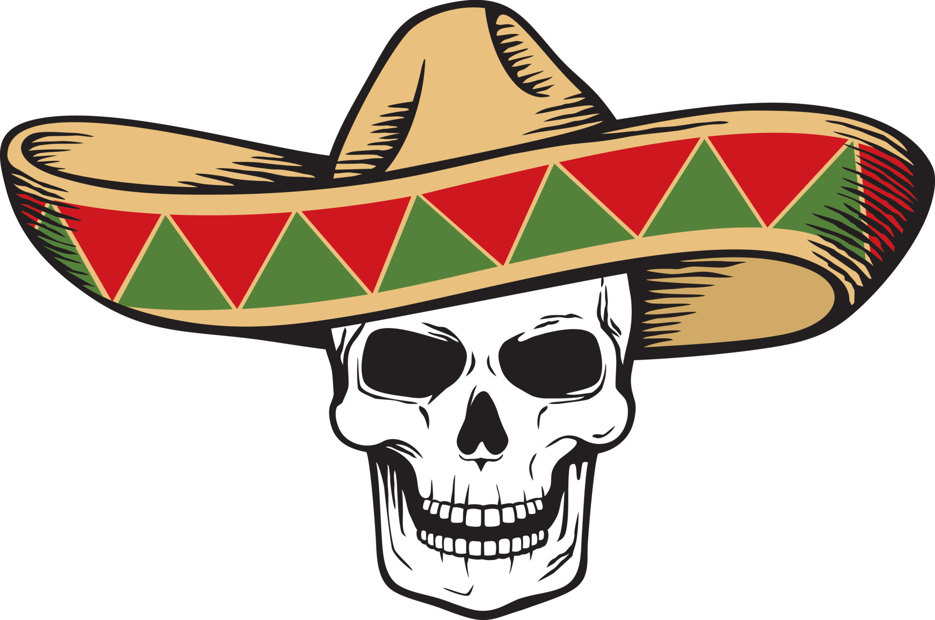 sombrero - messicano cappello e umano cranio. vettore illustrazione.  15620188 Arte vettoriale a Vecteezy