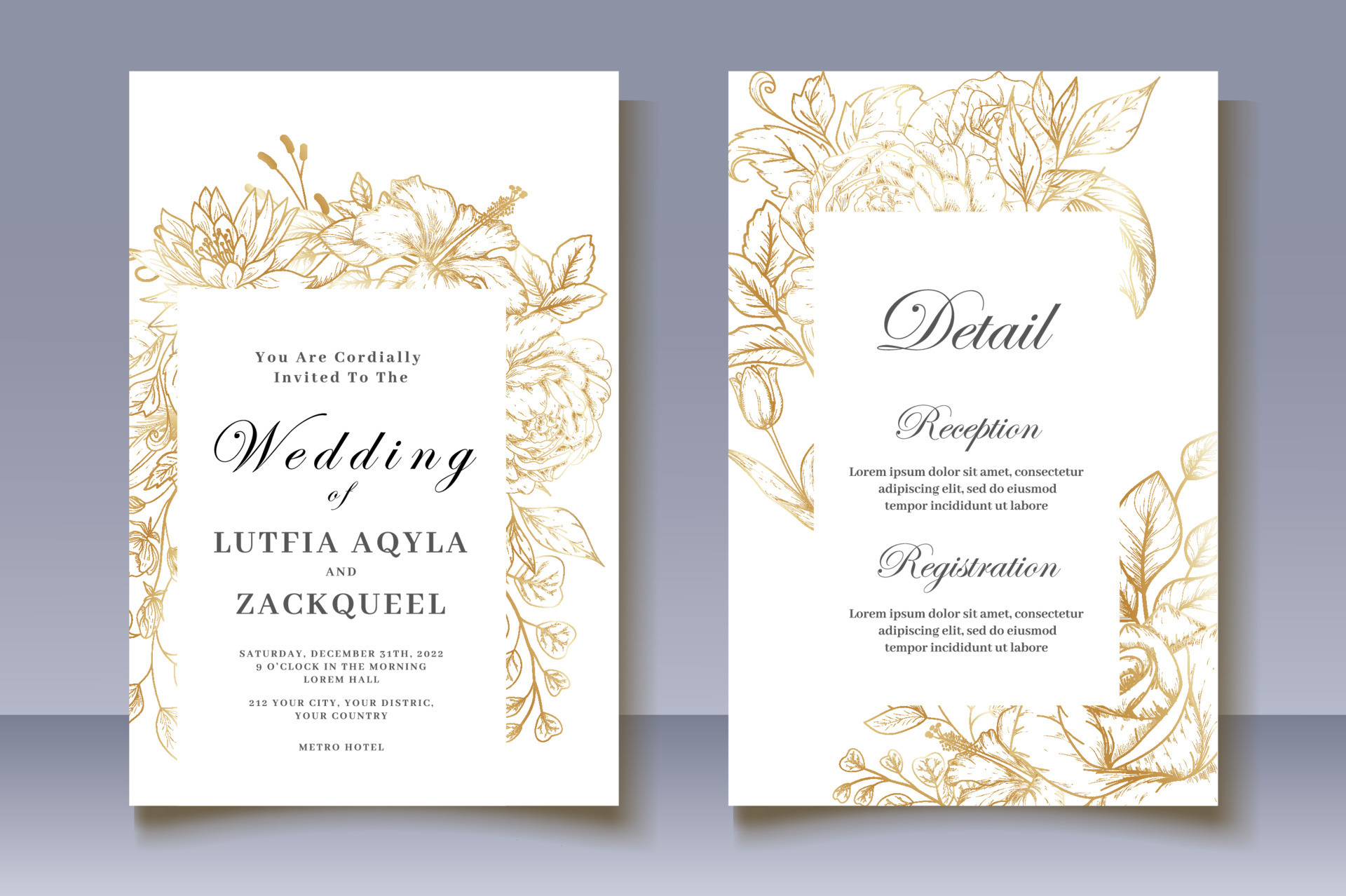 Cartas Elegantes elegante nozze carta con d'oro floreale decorazione 17201422 Arte  vettoriale a Vecteezy