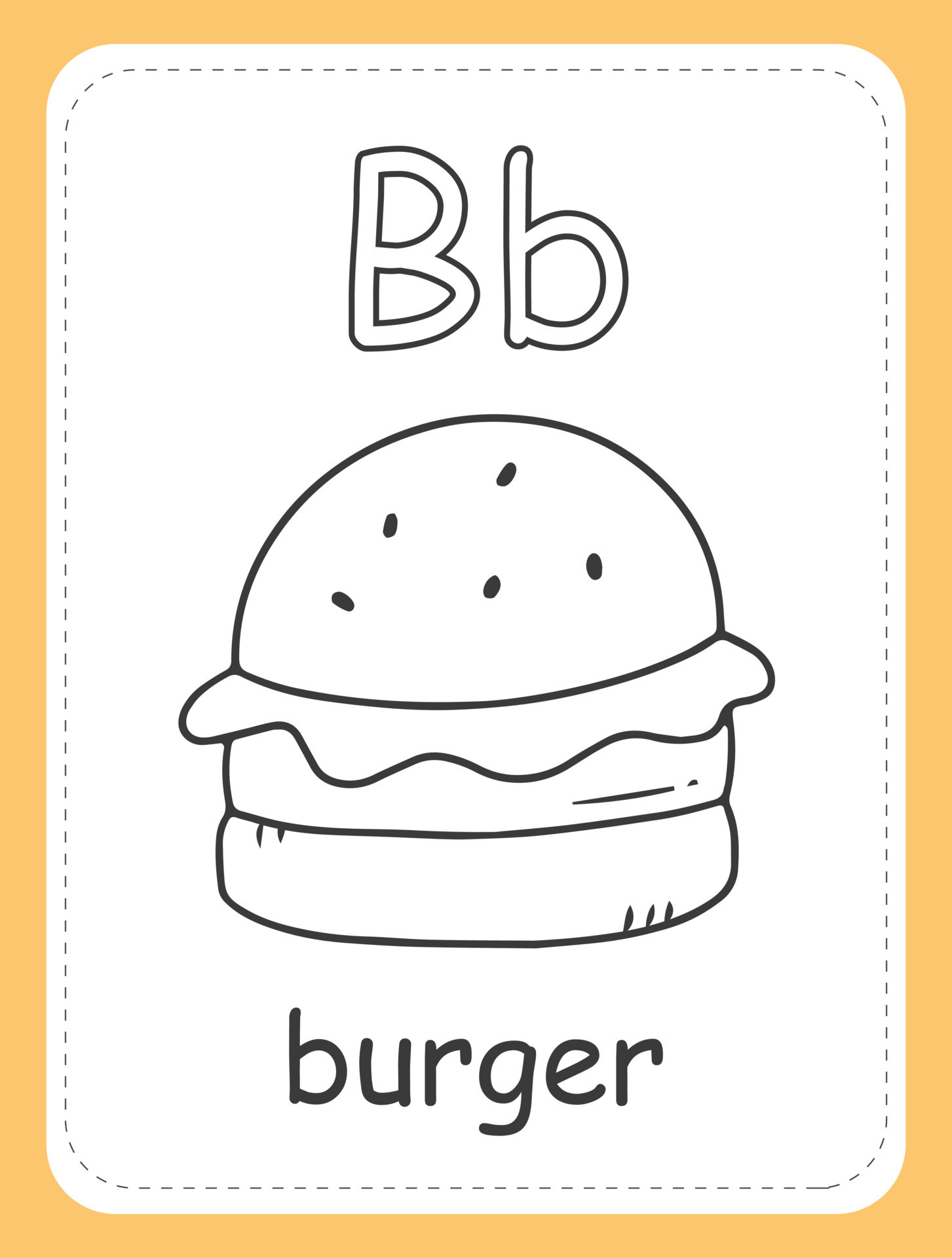 alfabeto colorazione libro carta per bambini con il lettera B e hamburger.  educativo carta per bambini. il parola hamburger, il inglese alfabeto.  vettore illustrazione. 17657352 Arte vettoriale a Vecteezy