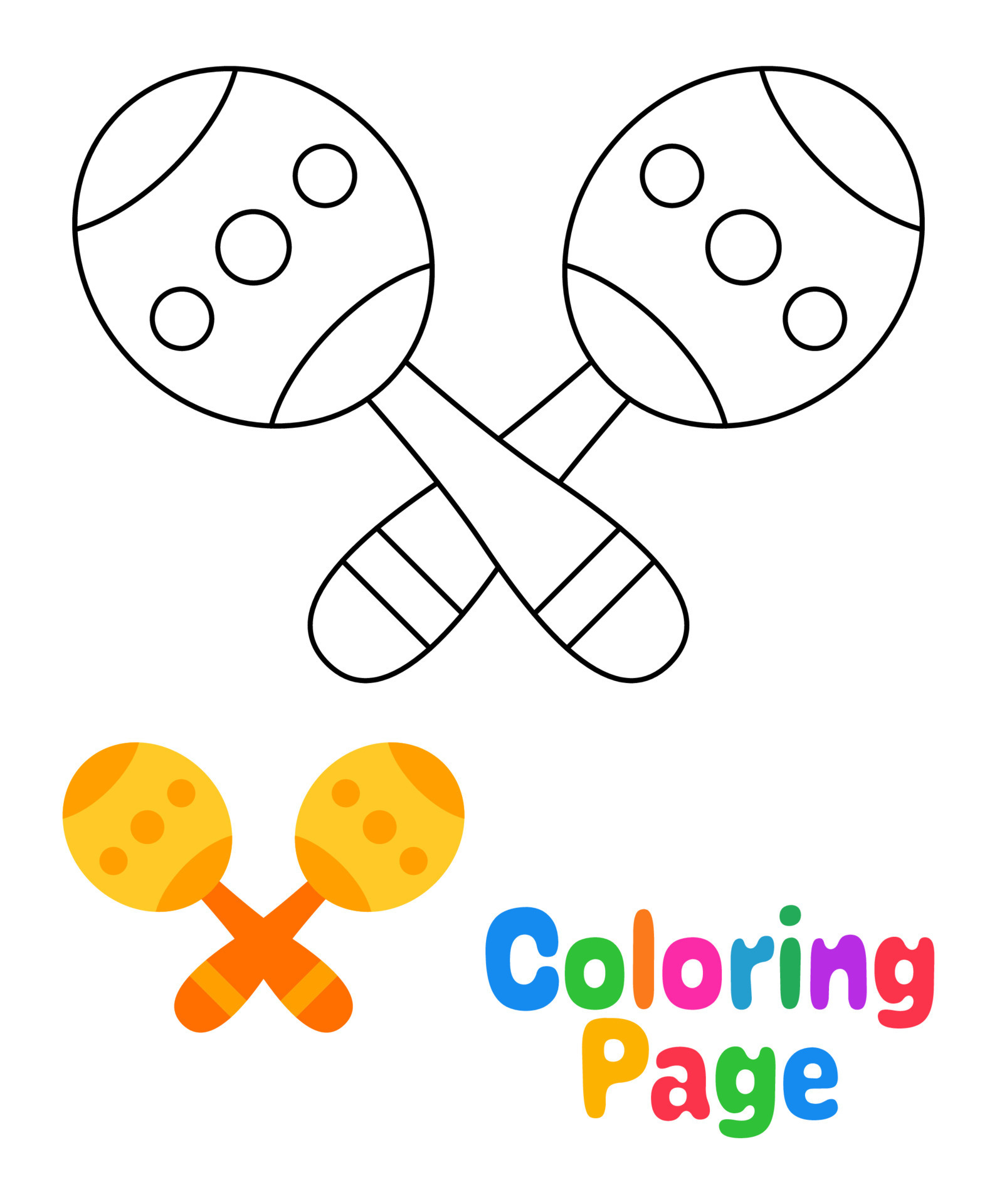 colorazione pagina con maracas per bambini 17770221 Arte vettoriale a  Vecteezy