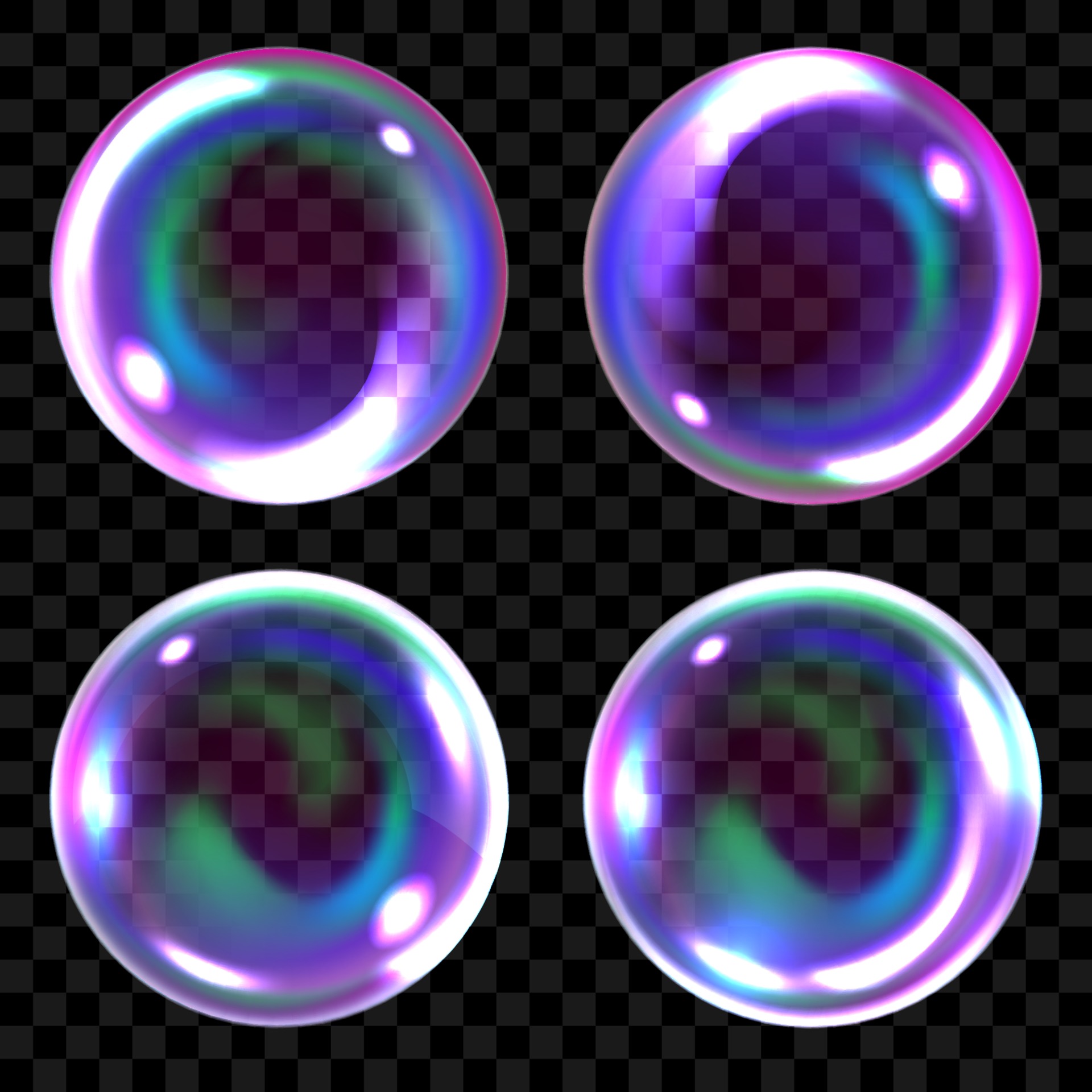 bolle di sapone, sfere d'aria trasparenti realistiche di colori arcobaleno  con riflessi e luci impostate 2058894 Arte vettoriale a Vecteezy
