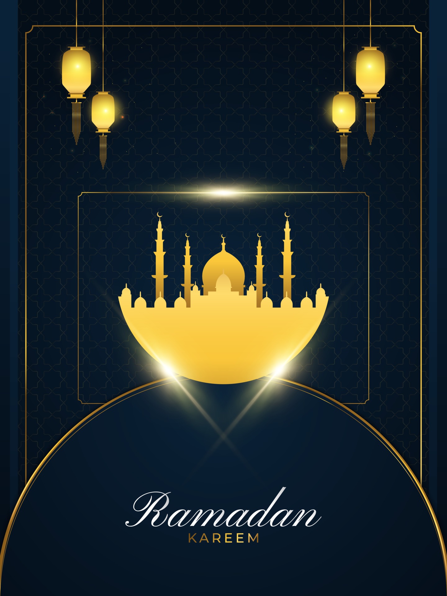 saluto di ramadan kareem con moschea d'oro e lanterne su carta blu tagliata  sfondo per biglietto di auguri, banner o poster. sfondo islamico con  decorazioni di lusso 2208304 Arte vettoriale a Vecteezy