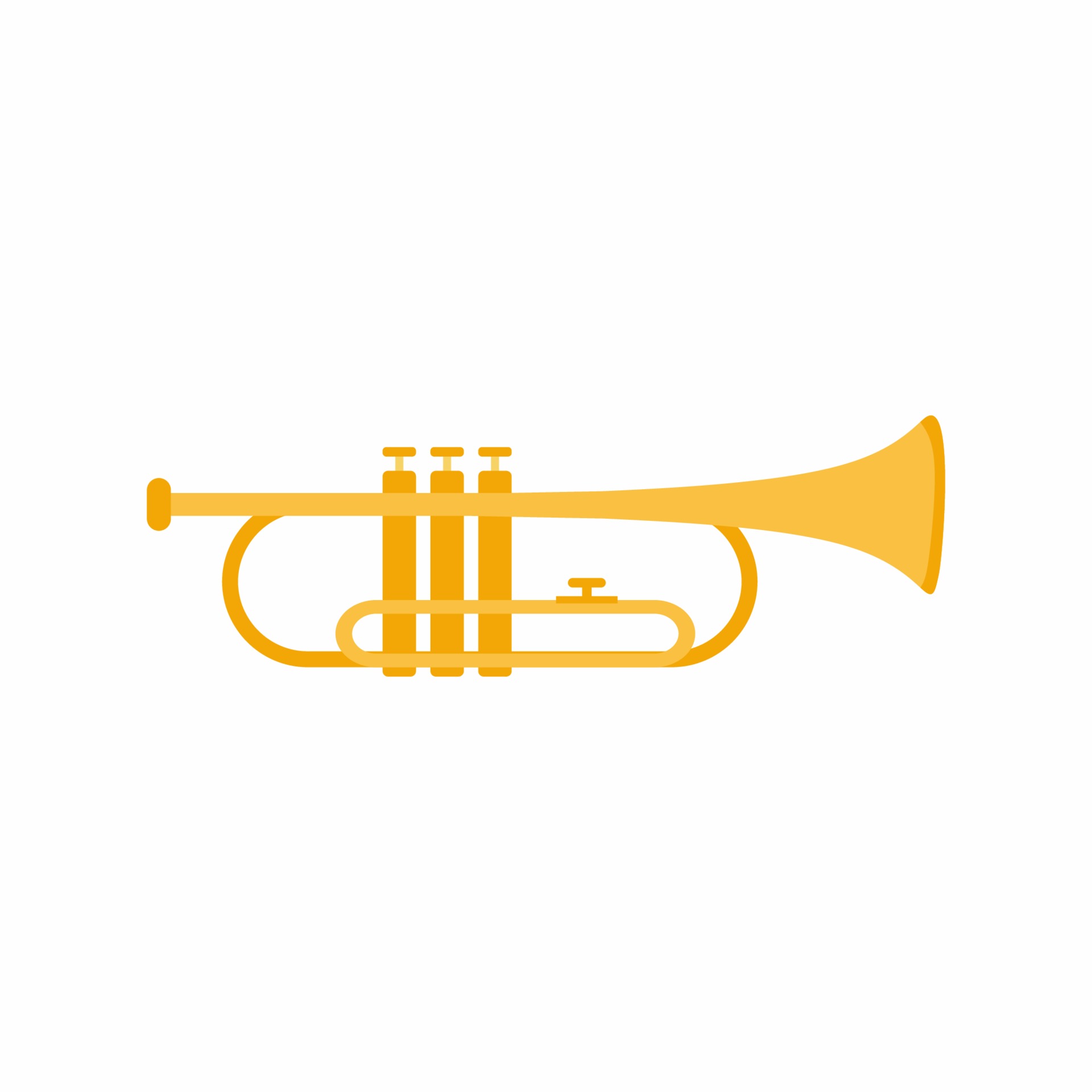 strumento musicale a tromba. strumento di musica jazz classica. concetto di  strumento in ottone con disegno del fumetto. icona di stile piatto d'oro  isolato su priorità bassa bianca. illustrazione vettoriale 2215997 Arte