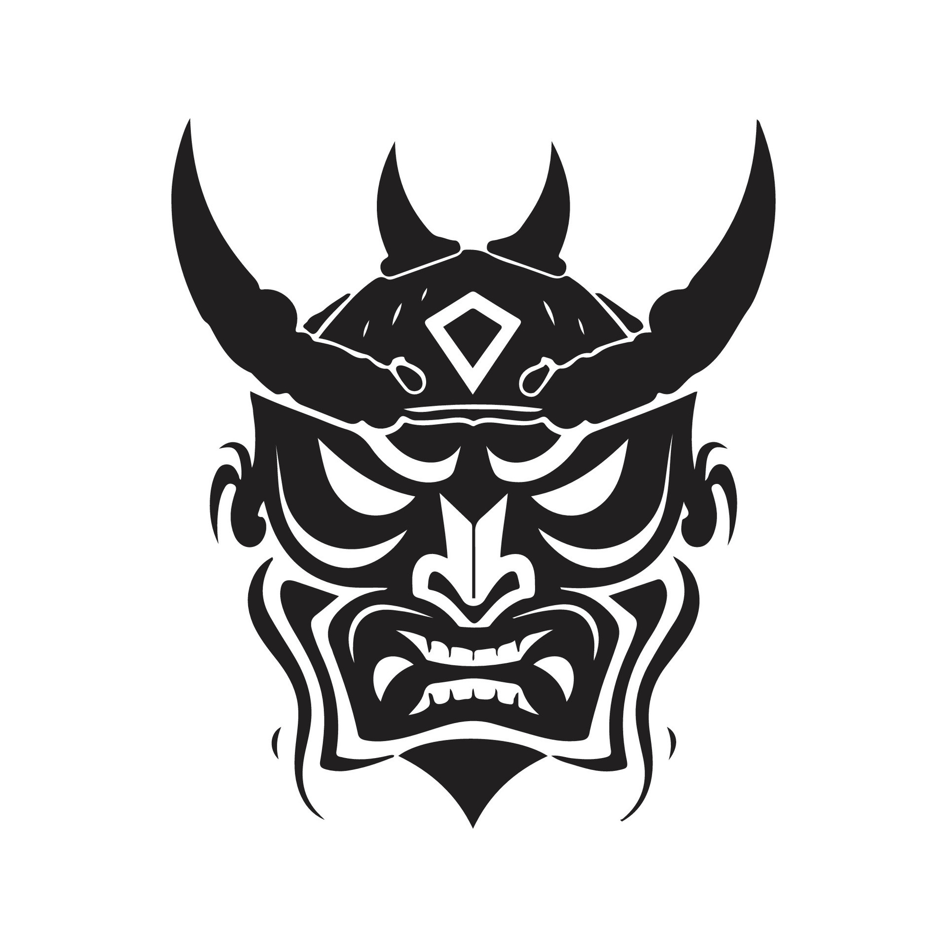 oni maschera samurai, Vintage ▾ logo linea arte concetto nero e bianca  colore, mano disegnato illustrazione 27616168 Arte vettoriale a Vecteezy