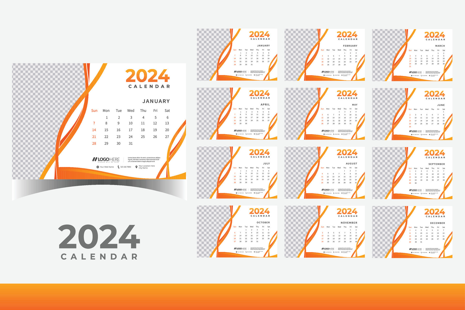 2024 calendario tavolo design modello, moderno nuovo anno calendario design  nel attività commerciale stile 29037405 Arte vettoriale a Vecteezy