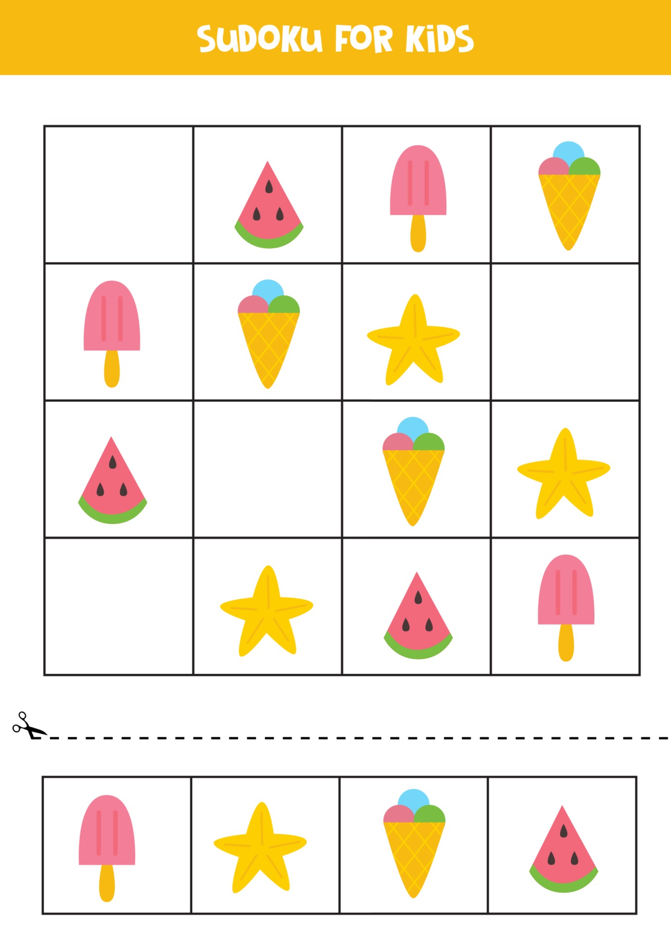 Gioco Del Sudoku Per Bambini. Foglio Di Attività Per Bambini Con Oggetti Da  Spiaggia Estiva Illustrazione Vettoriale - Illustrazione di bambini,  ordine: 221859115