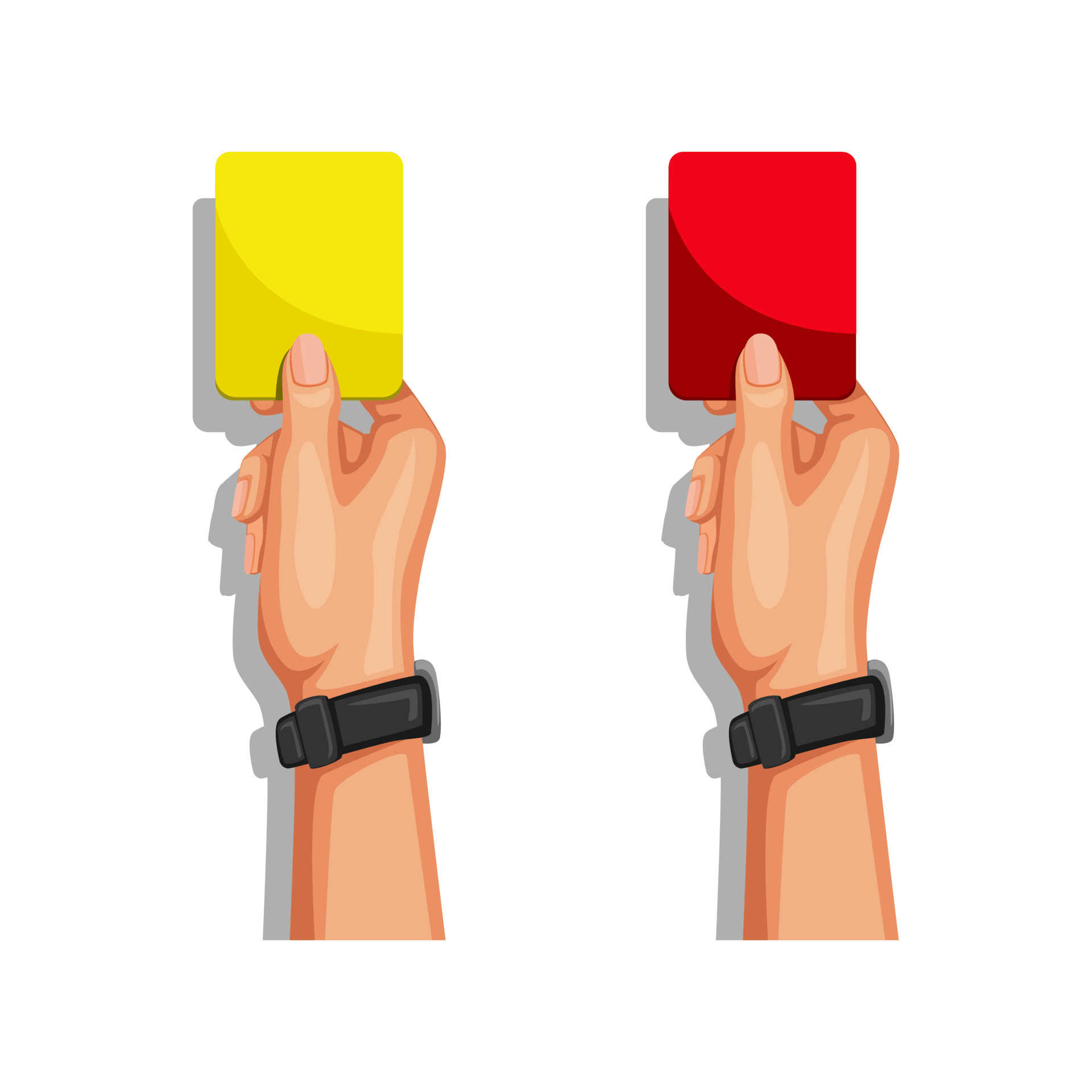 mano dell'arbitro di calcio che mostra l'illustrazione del fumetto  dell'insieme di simboli del cartellino giallo e rosso 4595672 Arte  vettoriale a Vecteezy