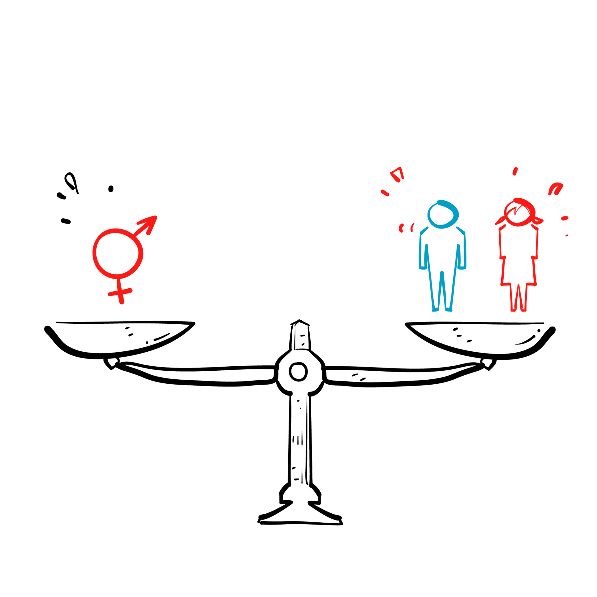 simbolo di genere di doodle disegnato a mano e simbolo di scala per il  vettore di illustrazione dell'uguaglianza di genere 7070783 Arte vettoriale  a Vecteezy