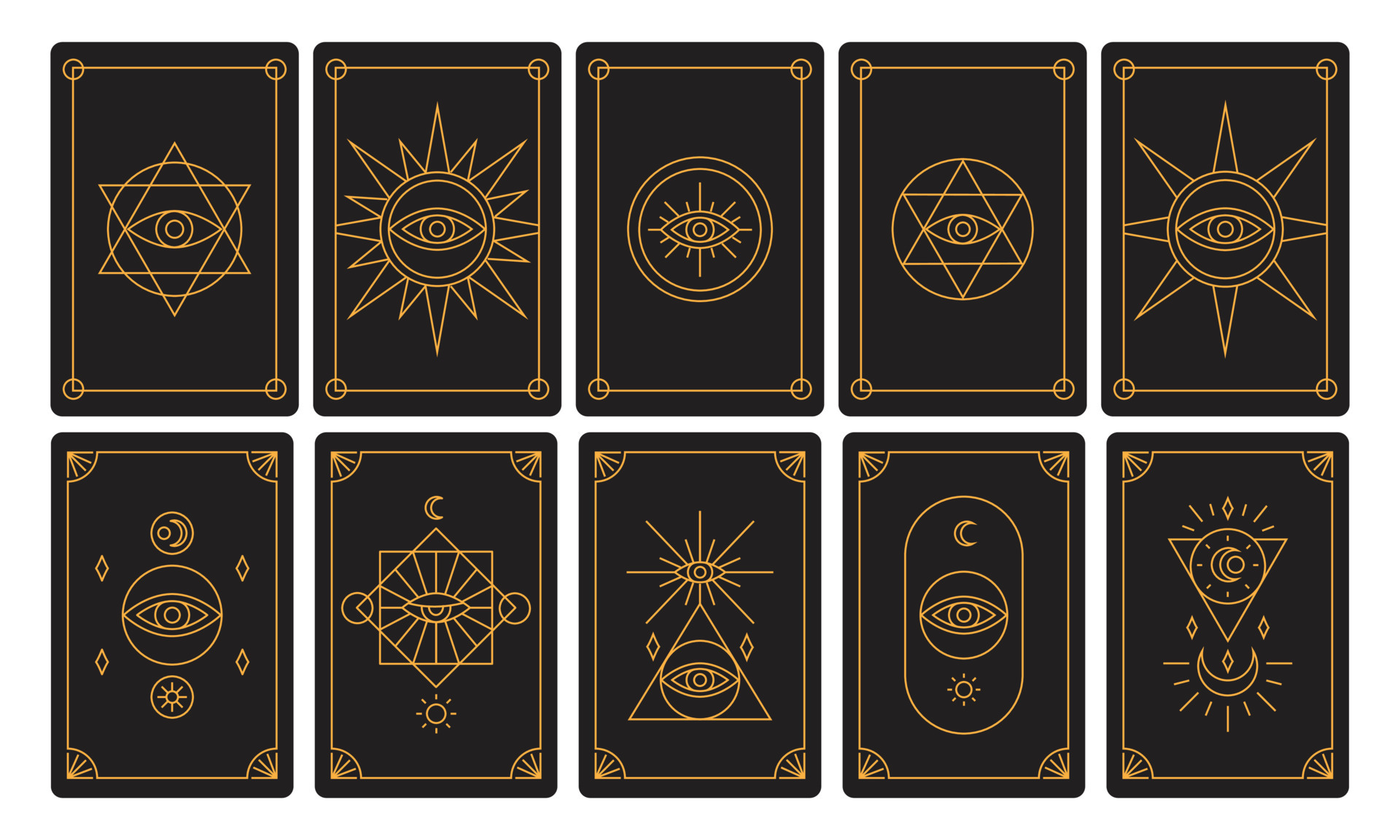 set di disegno dell'illustrazione delle carte dei tarocchi. simbolo del  gioco di magia oscura 7396230 Arte vettoriale a Vecteezy