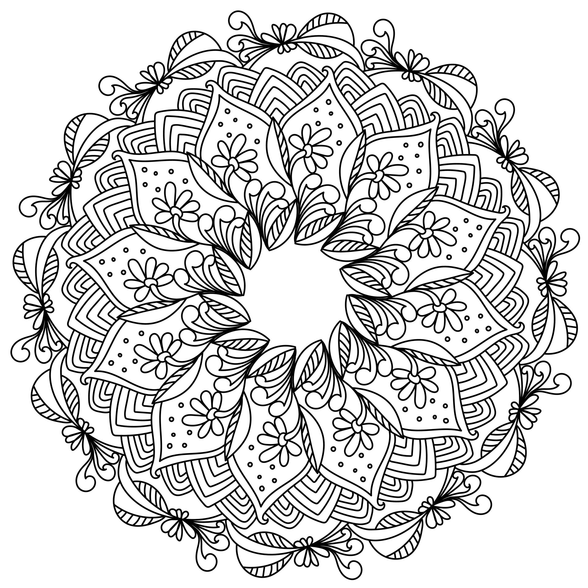 Outline mandala pattern antistress da colorare per adulti illustrazione  disegnata a mano