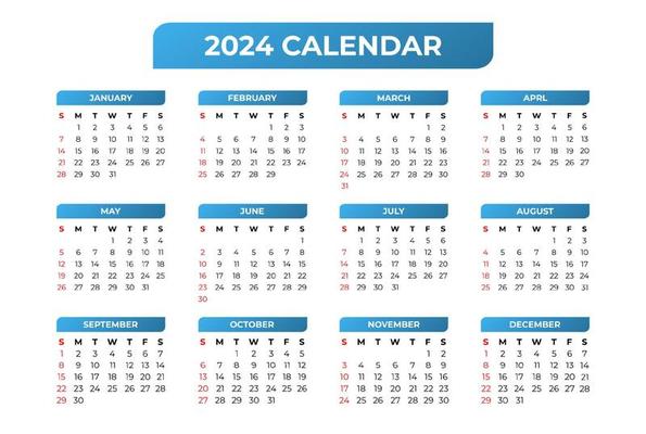 Calendario 2024 impostato in classico stile rigoroso. calendario da tavolo  da parete, design aziendale minimale per notebook e pianificatore. la  settimana inizia di domenica 4589864 Arte vettoriale a Vecteezy