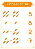 partita per conteggio di carota, gioco per bambini. illustrazione vettoriale, foglio di lavoro stampabile vettore