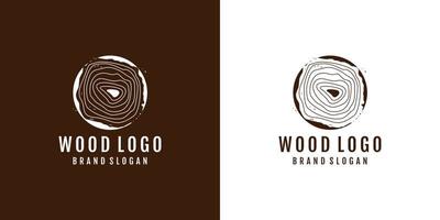 design del logo in legno con vettore premium di concetto di elemento creativo