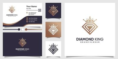 design del logo del diamante con il vettore premium del concetto di elemento corona