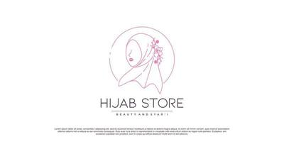 design del logo hijab di bellezza con vettore premium di concetto unico creativo