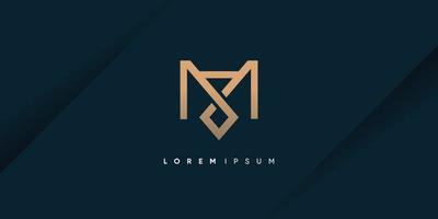 lettera m logo design vettoriale con concetto di infinito creativo vettore premium