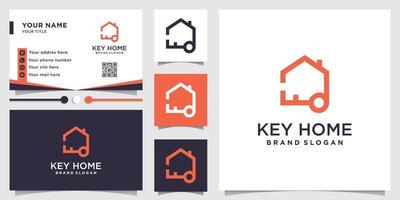 design del logo della casa con vettore premium di concetto di elemento chiave creativo