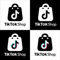 logo dell'icona del negozio tiktok con sfondo bianco e nero - vettore gratuito