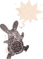 cartone animato coniglio e fumetto in stile retrò strutturato vettore