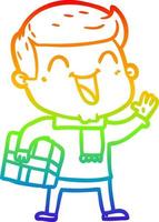 arcobaleno gradiente linea disegno cartone animato uomo felice vettore