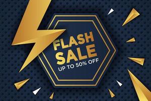 mega banner di vendita flash con oro nero per le vendite