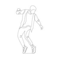 illustrazione vettoriale di un ragazzo che balla disegnato in stile art linea