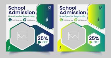 modello di social media per l'ammissione alla scuola o l'istruzione vettore premium, modello di post sui social media per l'ammissione a scuola, modello di marketing