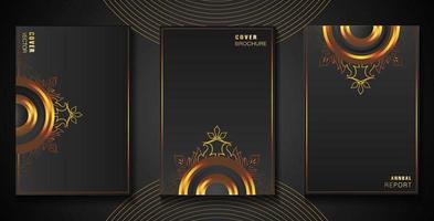 elegante design della copertina astratta nero e oro perfetto per i modelli di brochure aziendali vettore