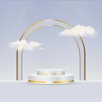 elegante design del podio sfumato bianco e oro perfetto per i modelli di visualizzazione dei prodotti vettore