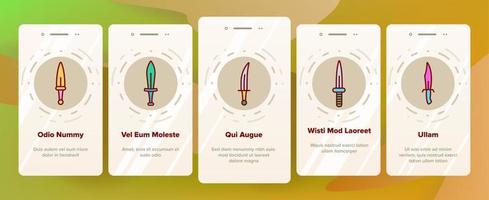 pugnale, arma affilata vettore onboarding schermata della pagina dell'app mobile
