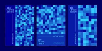copertina del libro con mosaico di pixel quadrati blu vettore