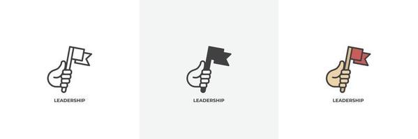 icona di leadership. linea, versione colorata con contorno pieno e pieno, contorno e segno vettoriale pieno. simbolo dell'idea, illustrazione del logo. grafica vettoriale