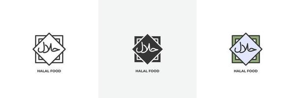 icona di cibo halal. linea, versione colorata con contorno pieno e pieno, contorno e segno vettoriale riempito. simbolo dell'idea, illustrazione del logo. grafica vettoriale
