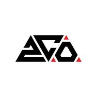 logo della lettera triangolare zco con forma triangolare. zco triangolo logo design monogramma. modello di logo vettoriale triangolo zco con colore rosso. logo triangolare zco logo semplice, elegante e lussuoso. zco