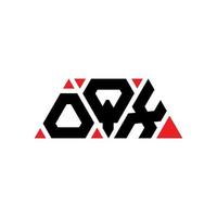 design del logo della lettera del triangolo oqx con forma triangolare. oqx triangolo logo design monogramma. modello di logo vettoriale triangolo oqx con colore rosso. oqx logo triangolare logo semplice, elegante e lussuoso. oqx