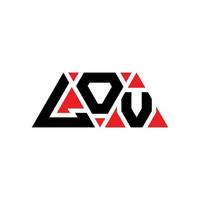 design del logo della lettera del triangolo lov con forma triangolare. monogramma di design del logo del triangolo lov. modello di logo vettoriale triangolo lov con colore rosso. lov logo triangolare logo semplice, elegante e lussuoso. lov