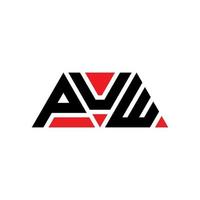 design del logo della lettera triangolare puw con forma triangolare. monogramma design logo triangolo puw. modello di logo vettoriale triangolo puw con colore rosso. logo triangolare puw logo semplice, elegante e lussuoso. puw