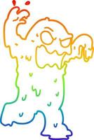 mostro di melma del fumetto di disegno a tratteggio sfumato arcobaleno vettore