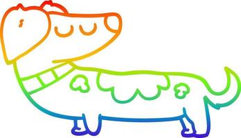 cane cartone animato disegno a tratteggio gradiente arcobaleno vettore