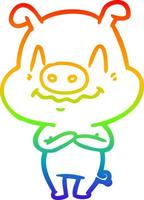 arcobaleno gradiente di disegno maiale cartone animato nervoso vettore