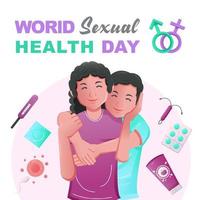 giornata mondiale della salute sessuale, il marito abbraccia la moglie vettore