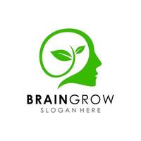 logo di crescita del cervello vettore