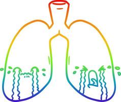 arcobaleno gradiente linea disegno cartone animato polmoni che piangono vettore