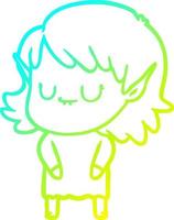 linea gradiente freddo disegno felice cartone animato elfo ragazza vettore