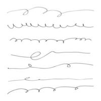 set di linee disegnate a mano in bianco e nero vettore