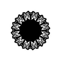 logo mandala indiano. logo in bianco e nero. ornamenti rotondi decorativi. forma insolita del fiore. vettore orientale, modelli di terapia antistress. tessitura di elementi di design. vettore di loghi yoga.