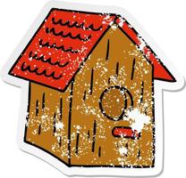 adesivo in difficoltà cartone animato doodle di una casa di uccelli in legno vettore