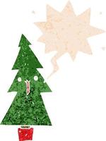 albero di Natale del fumetto e fumetto in stile retrò strutturato vettore
