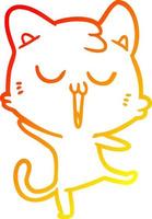 caldo gradiente di disegno del gatto del fumetto che canta vettore