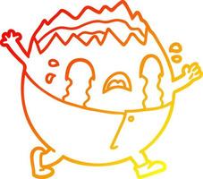 caldo gradiente linea disegno humpty dumpty cartone animato uovo uomo che piange vettore